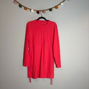 Athleta Tidal Ruched Hot Pink Zip Beach Coverup Rash Guard Dress